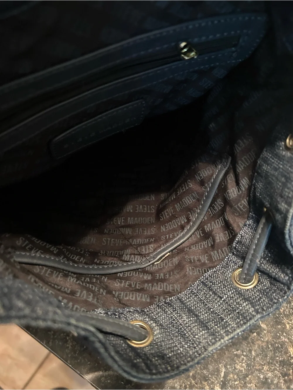 Steve Madden Denim-Backpack with Embroidered Strap